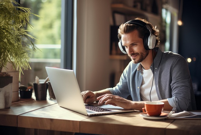 Free ai generated businessman laptop illustration