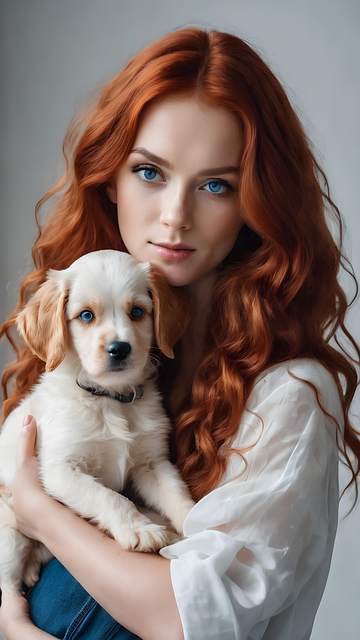 Free ai generated woman dog illustration