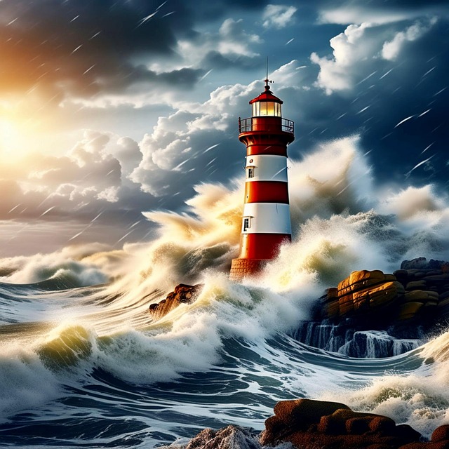 Free ai generated nature lighthouse illustration