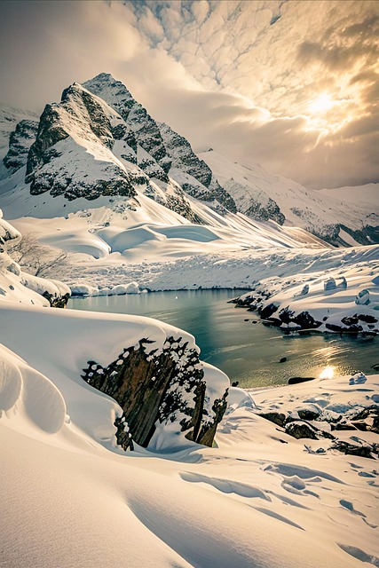 Berge, Schnee, Sonnenuntergang, Winter