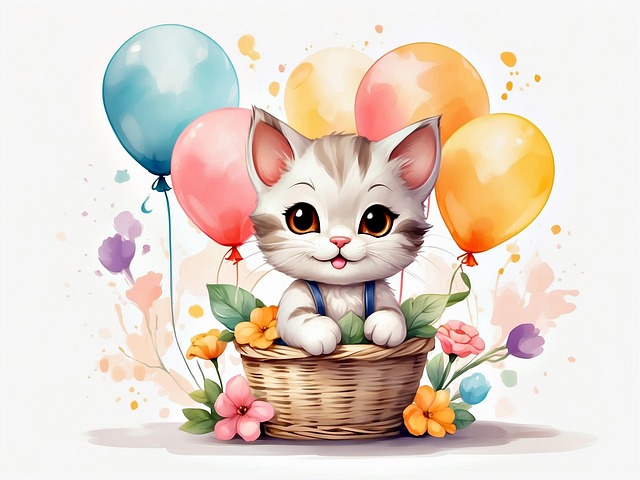 Free ai generated cat basket illustration