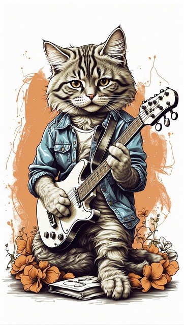 Ai Generiert, Katze, Gitarre, Musiker