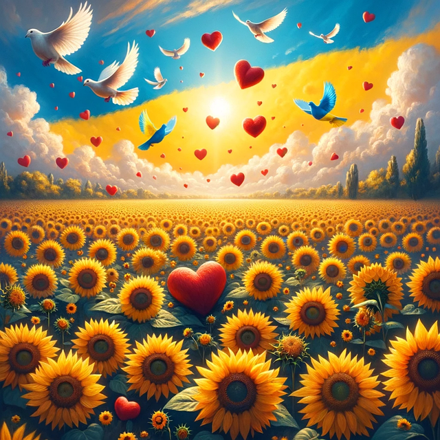 Free ai generated ukraine sunflowers illustration