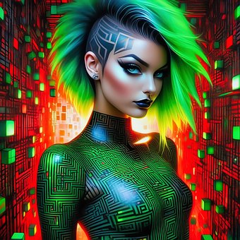 Ai Generado, Mujer, Digital, Cibernético