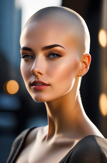 Free ai generated woman bald illustration