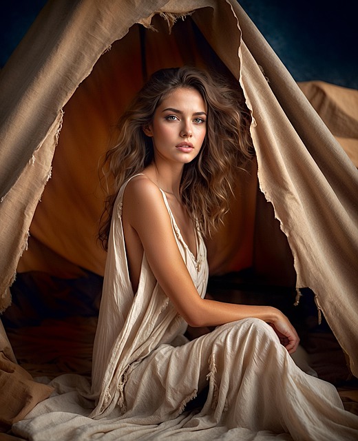 Free woman tent model illustration