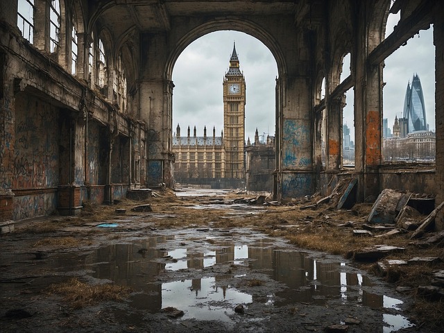 Free ai generated building abandoned illustration