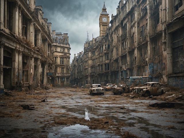 Free ai generated abandoned building illustration