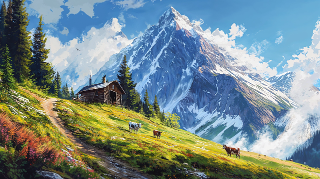 Download free HD stock image of Ai Generated Pasture Free ai generated pasture cow illustration