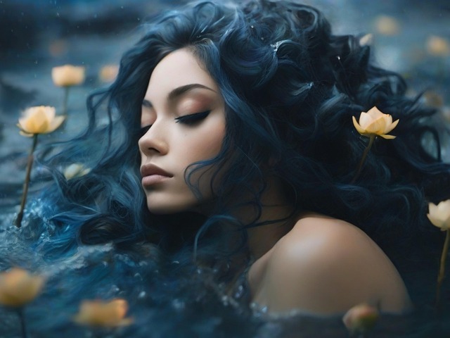 Free ai generated woman river illustration