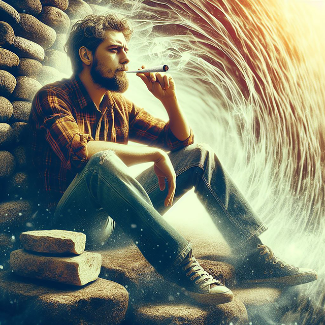 Free ai generated man smoking illustration