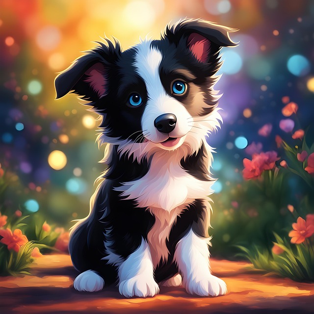 Free ai generated border collie dog illustration