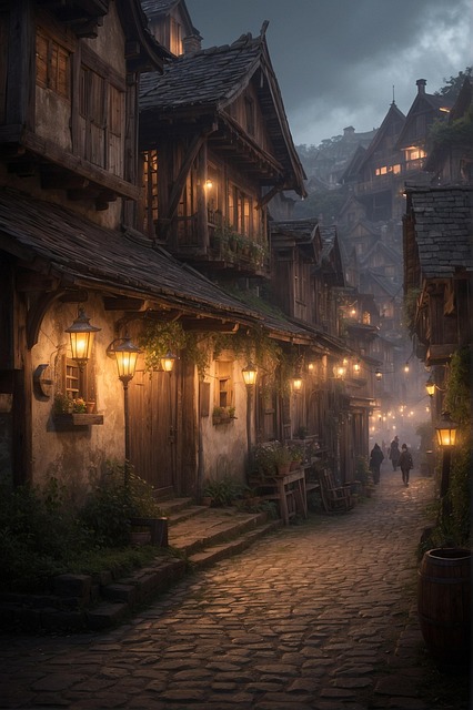 Free ai generated historic center middle ages illustration