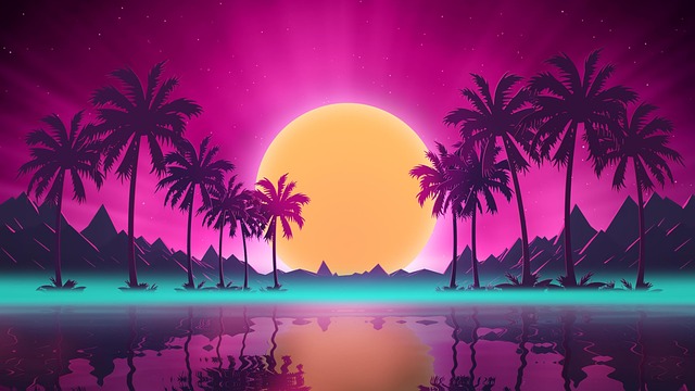 Free vaporwave synthwave 80s illustration