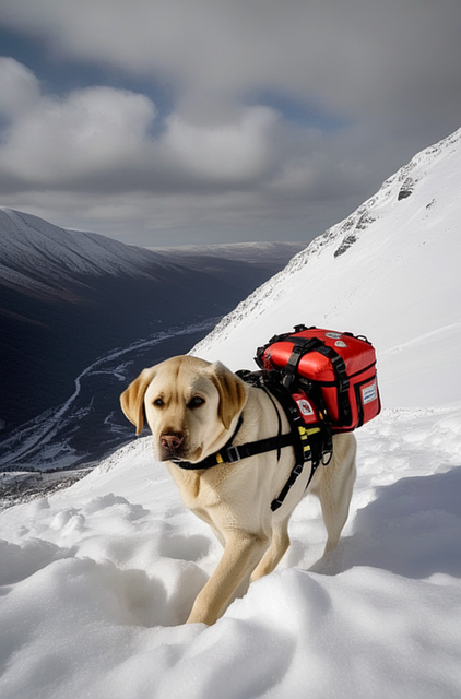 Free ai generated snow rescue dog illustration