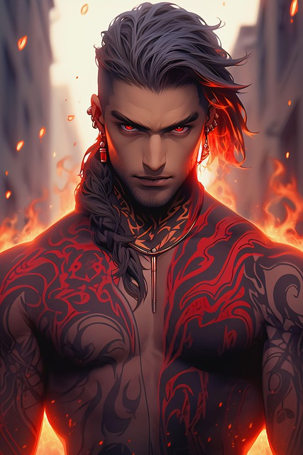Ai Gegenereerd, Tatoeages, Mens, Vuur