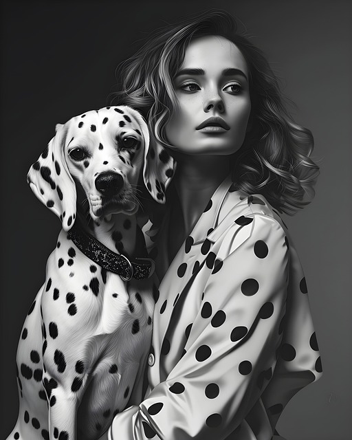 Free ai generated woman dog illustration