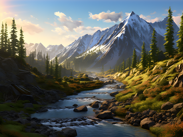 Free ai generated trees river illustration