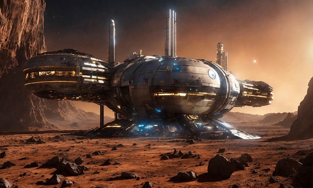 Free ai generated space station science fiction illustration