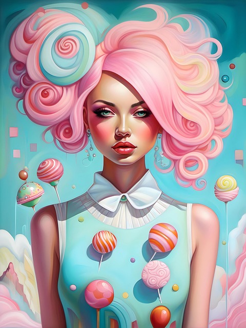 Free ai generated girl candy illustration