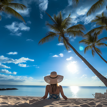 Free Girl On The Seashore Sea illustration and picture