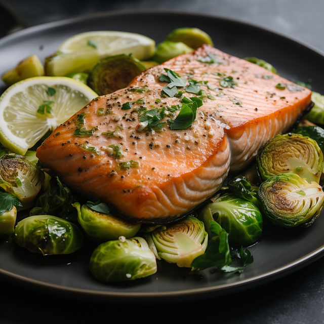 Lachs Und Rosenkohl, Gebratener Lachs