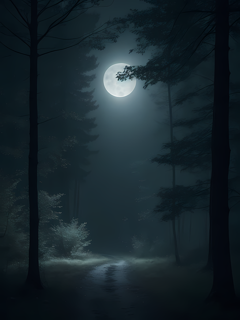 Free ai generated forest night illustration
