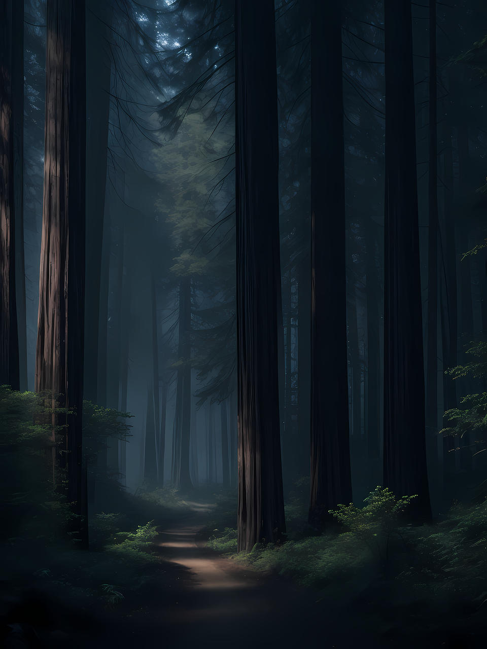 Download free HD stock image of Ai Generated Forest Free ai generated forest night illustration