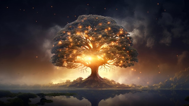 Free ai generated tree glow illustration