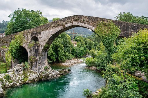 Landschaft, Römische Brücke, Fluss