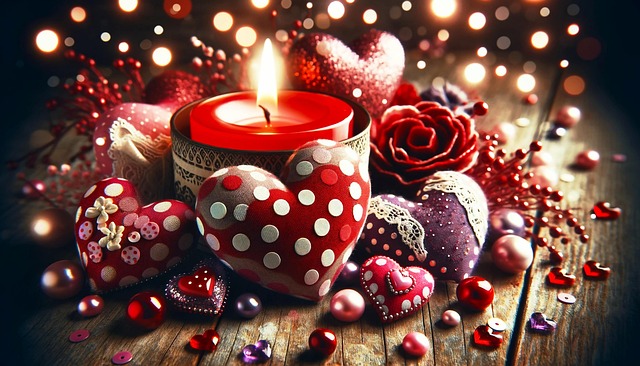 Free ai generated hearts candle illustration