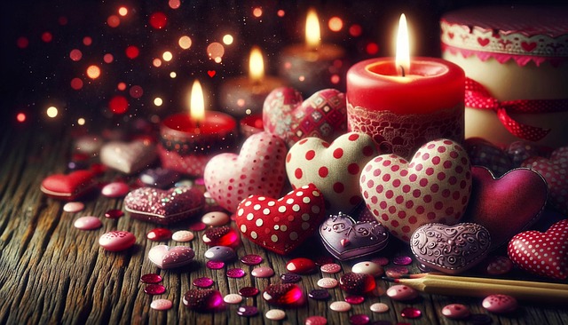 Free ai generated hearts candle illustration