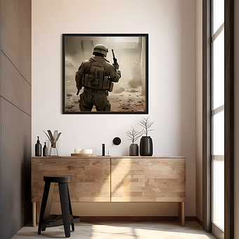 Pared, Interior, Marco, Jarrón, Muebles