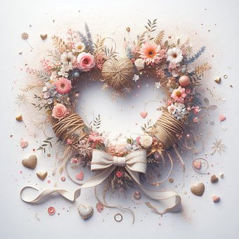 Ai Generado, Corazón, Flores, Cintas