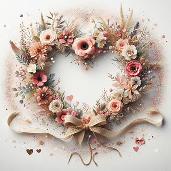 Ai Generado, Corazón, Flores, Cintas