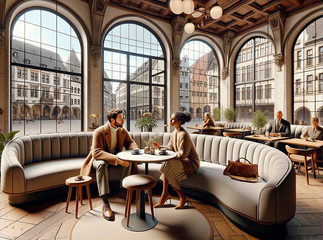 Free ai generated cafe couple illustration