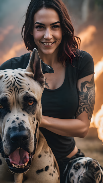 Free ai generated great dane woman illustration