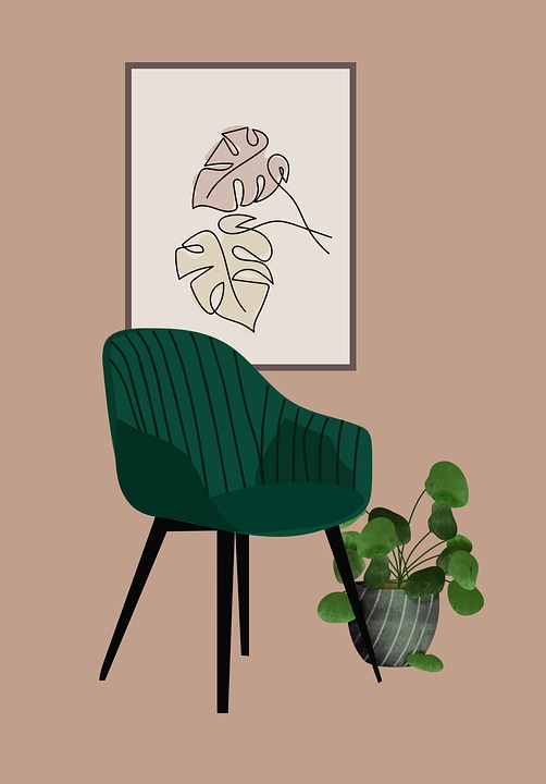 Download Monstera, Painting, Chair. Royalty-Free Stock Illustration