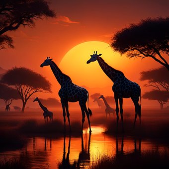 Ai Genereret, Giraffer, Natur, Dyr