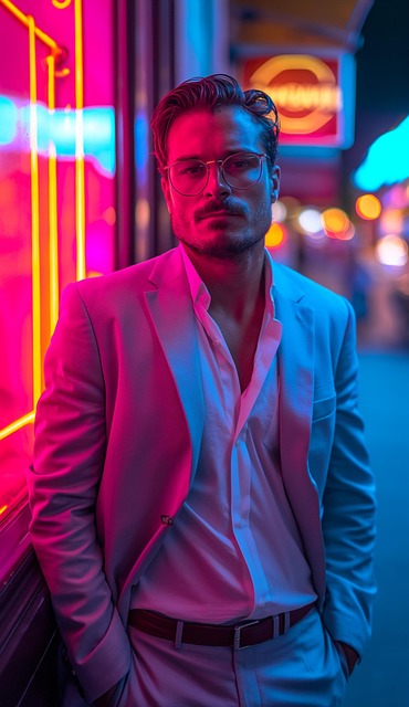 Ai Gegenereerd, Mens, Neon Lights, Nacht