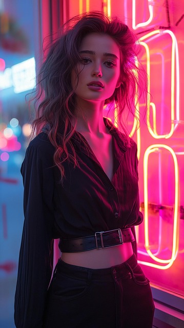 Free ai generated woman neon illustration