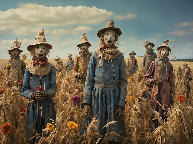 Free ai generated scarecrows halloween illustration