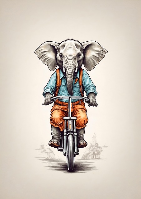 Free ai generated elephant motorcycle illustration