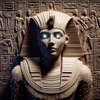 Ai Generiert, Pharao, Statue, Monument