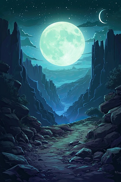 Free ai generated nighttime moon illustration