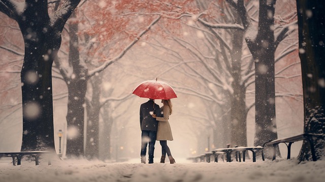 Ai Gerado, Casal, Queda De Neve, Arvores