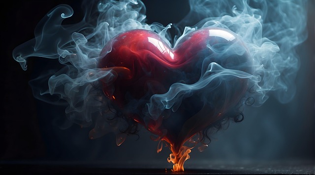 Free ai generated heart fire illustration