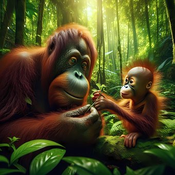 Dyr, Natur, Orangutang, Abe, Primat