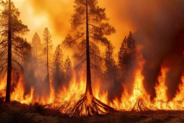 Free ai generated wildfire forest illustration
