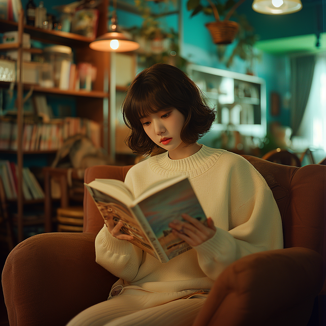 Menina, Livro, Leitura, Cabelo Curto
